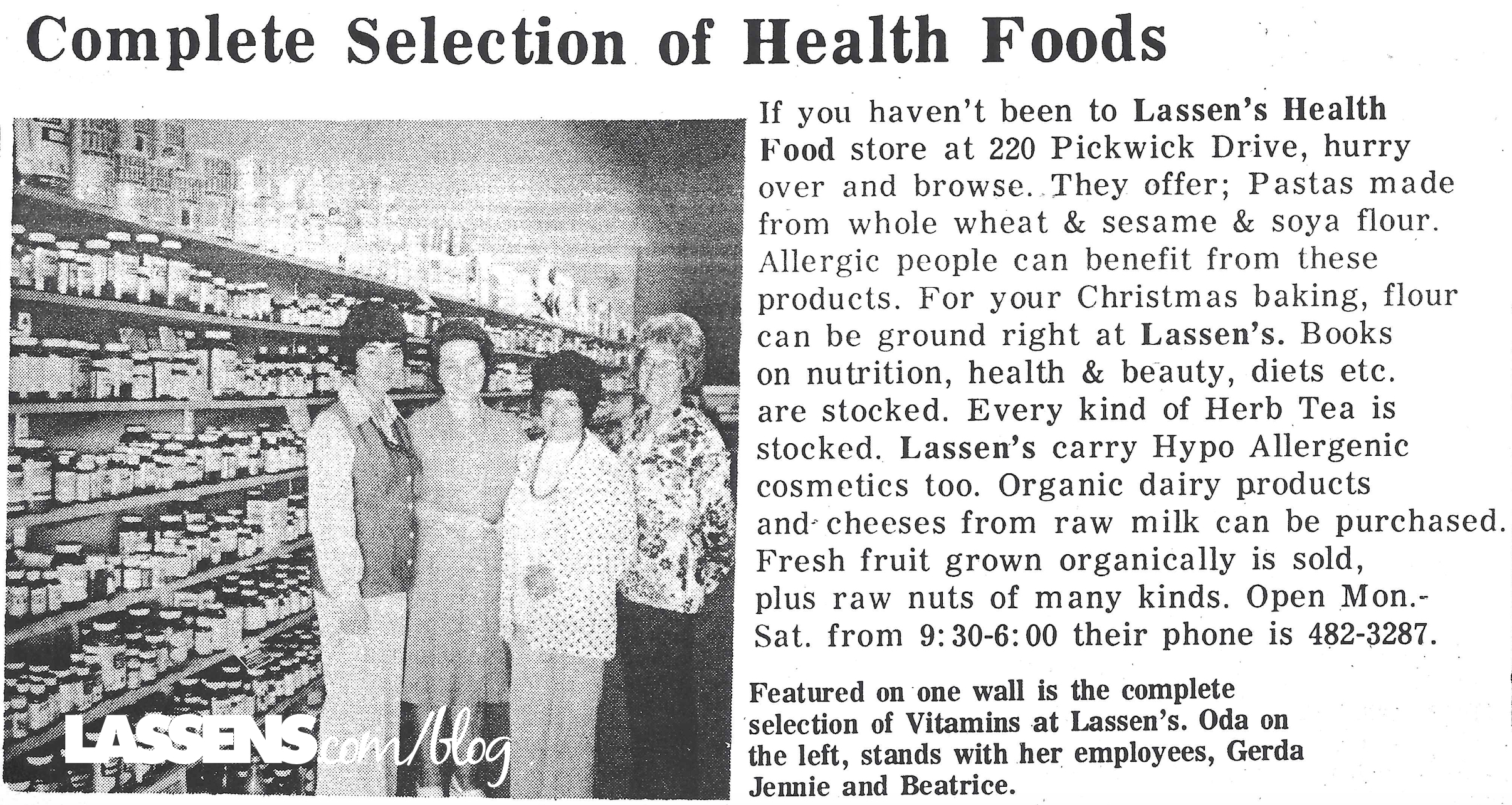 Origin+story, Lassen's+history, lassens+history, Oda+Lassen, Hilmar+Lassen, Lassens+grand+opening, the+best+of+everything+good, we+care+about+your+health